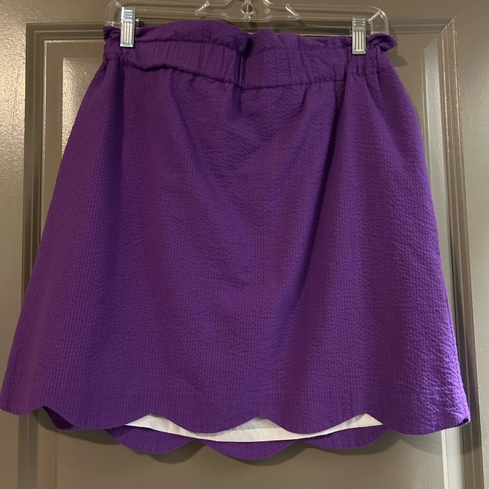 Lauren James Purple Scalloped Seersucker Skirt